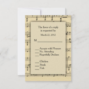 Sheet Music RSVP with Menu Choices