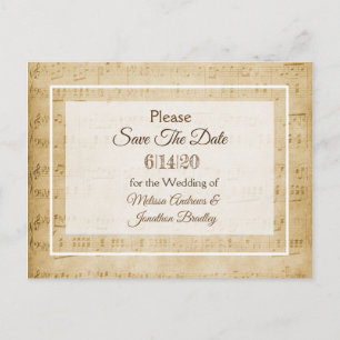 Sheet Music Save the Date Postcard