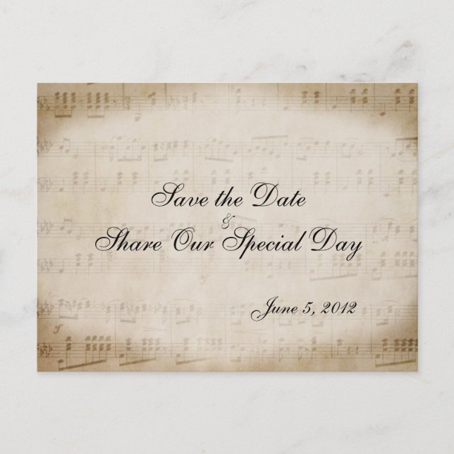 Sheet Music Save the Date Postcard (Front)