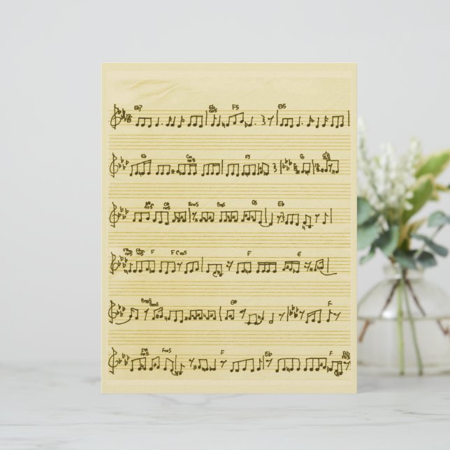 Sheet Music Song Notes Antique Ivory Paper Sheet (Standing Front)