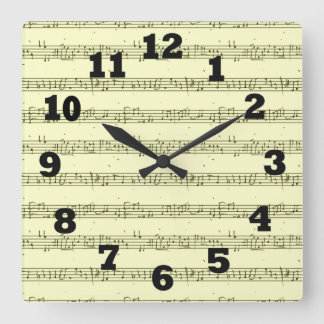 sheet music square wall clock