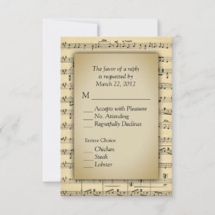 Sheet Music Theme RSVP Cards with Menu Choices
