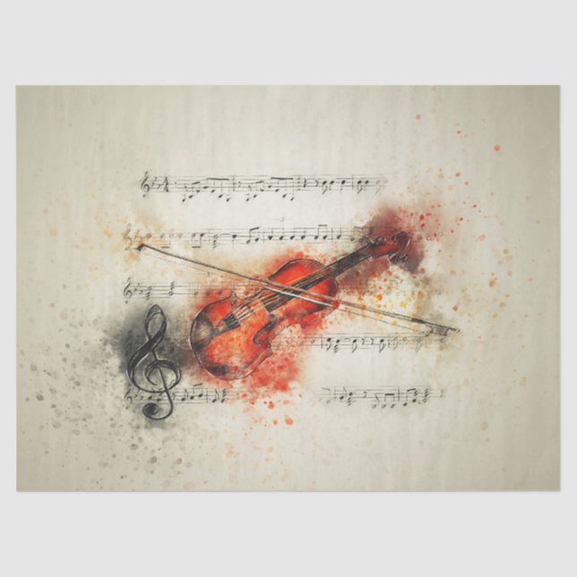 Sheet Music Violin Decoupage  Tissue Paper (Front)