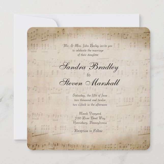 Sheet Music Wedding Invitation (Front)