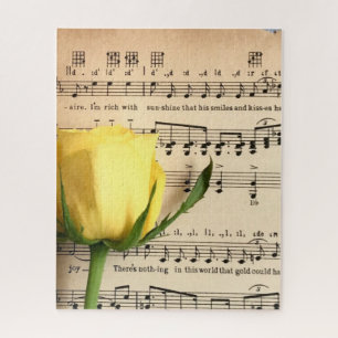 Sheet Music Yellow Rose Jigsaw Puzzle