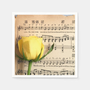 Sheet Music Yellow Rose Napkin