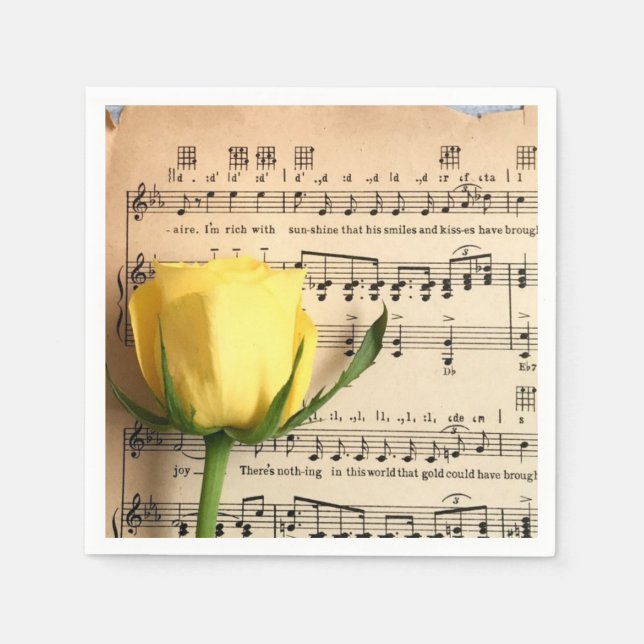 Sheet Music Yellow Rose Napkin (Front)