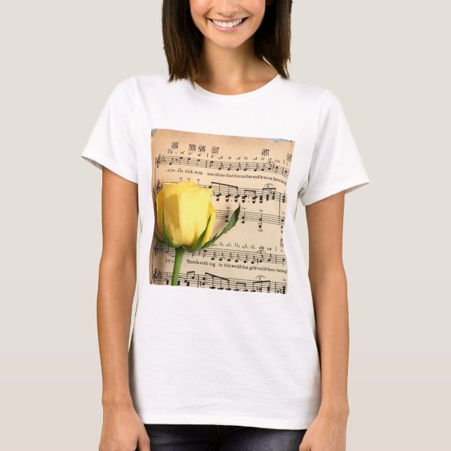 Sheet Music Yellow Rose T-Shirt (Front)