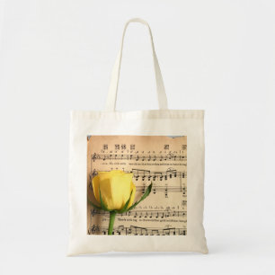 Sheet Music Yellow Rose Tote Bag