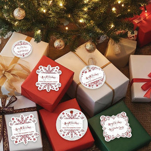 Sheet of 25 2"X2" Personalised snowflake gift tag