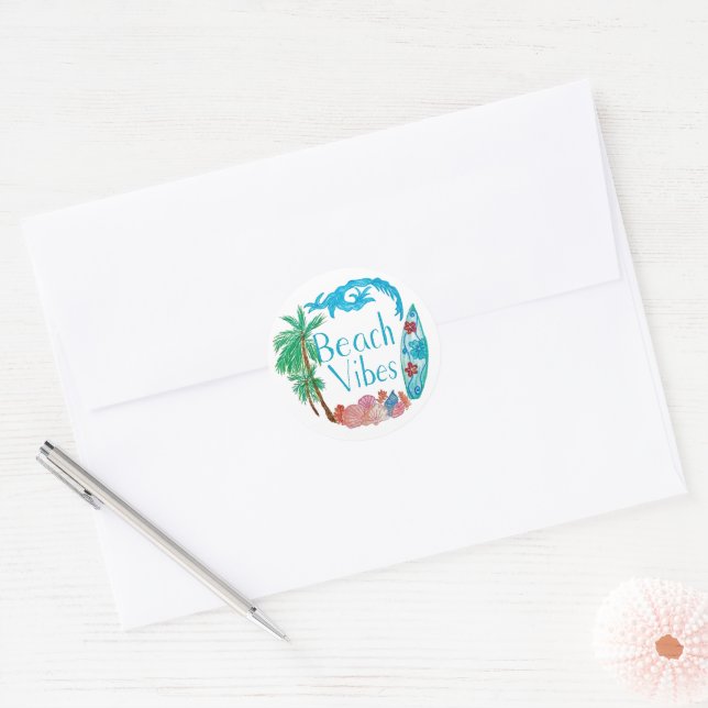 Sheet of Beach Vibes Stickers (Envelope)