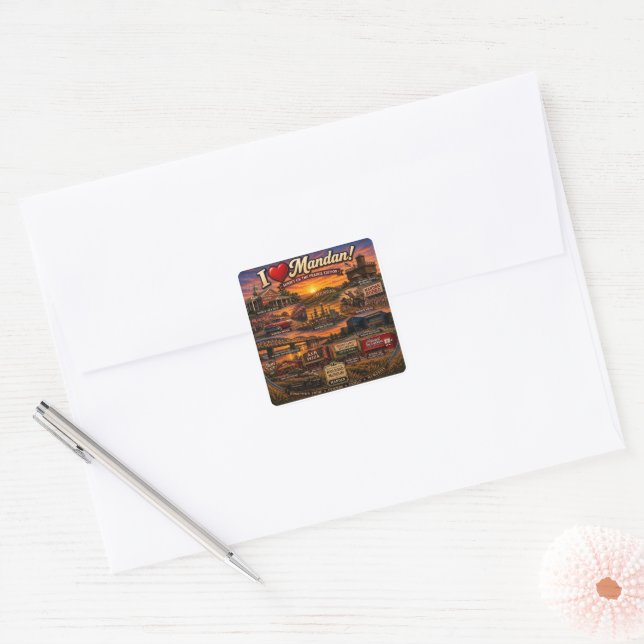 Sheet of I Love Mandan Stickers (Envelope)