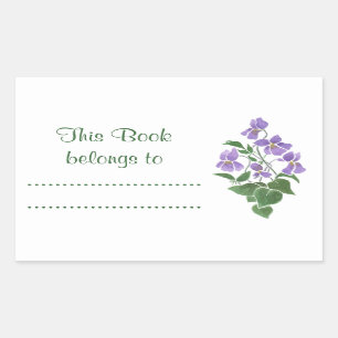 Sheet of Sweet Violets Adhesive Bookplates Rectangular Sticker