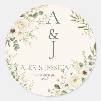 Sheet:Personalised Botanical Wedding Initials Seal