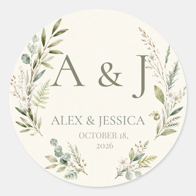 Sheet:Personalised Botanical Wedding Seal (Front)