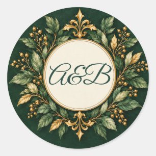 Sheet:"personalised Forest Green Gold Wedding Seal