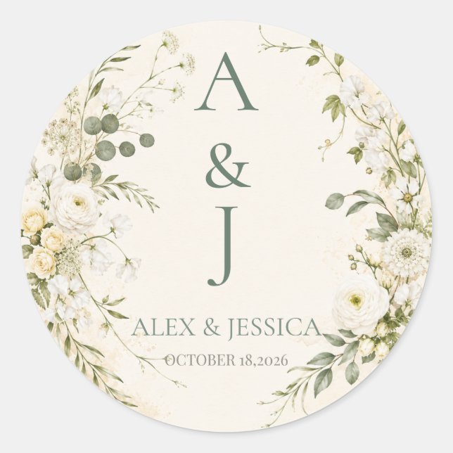 Sheet:Personalised Stylish Botanical Wedding Seal (Front)