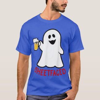 Sheetfaced Beer Cheering Ghost Men Women Halloween T-Shirt