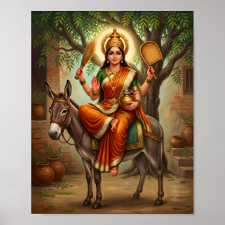 Sheetla Mata Hindu Devotional Wall Poster