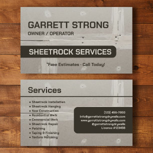 Sheetrock Services Custom Contractor Branding Business Card