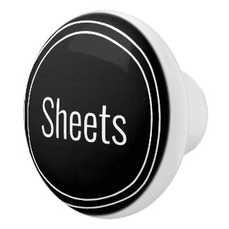 Sheets Black and White Text Template Ceramic Knob