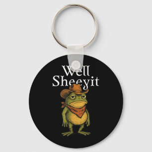 Sheeyit Funny Cowboy Frog Meme Western Humour Key Ring