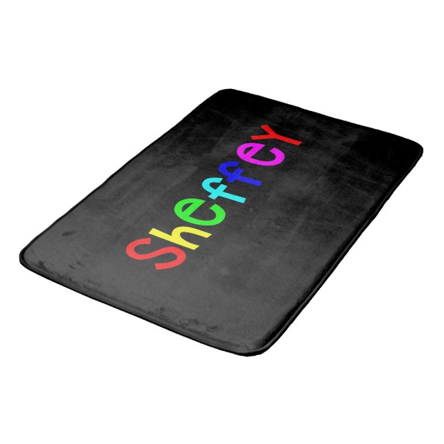 Sheffey Bold Rainbow Fonts Bath Mat (Angled)
