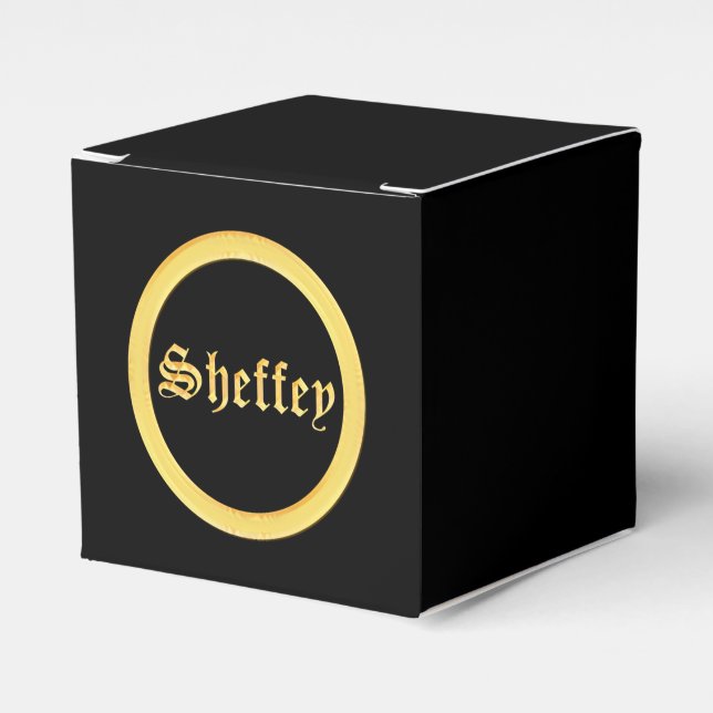Sheffey Fonts - Black and Gold Monogram Favour Box (Front Side)