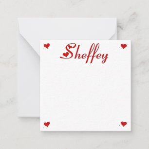 Sheffey with two red hearts card