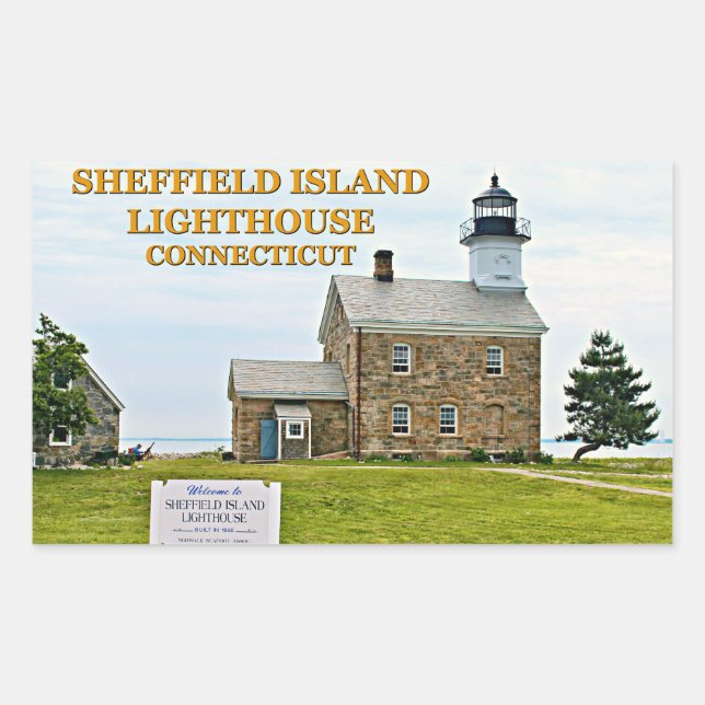 Sheffield Island Lighthouse, Connecticut Rectangular Sticker (Front)