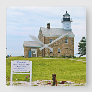 Sheffield Island Lighthouse, Connecticut Square Wall Clock