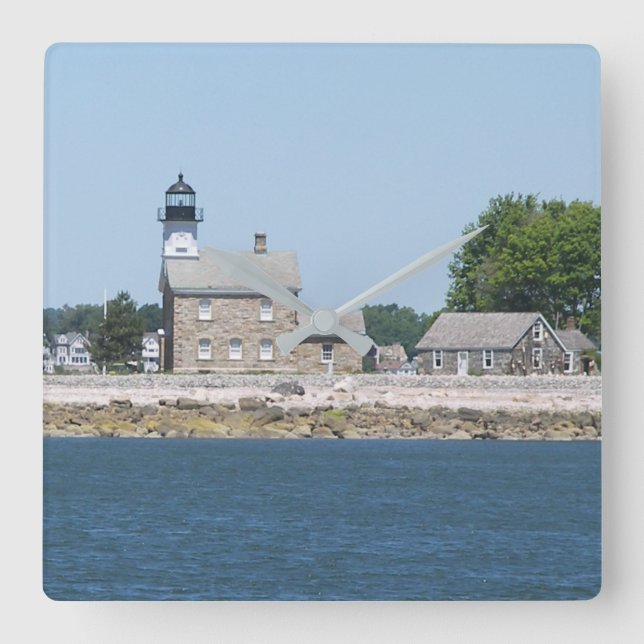 Sheffield Island Lighthouse, Connecticut Square Wall Clock (Front)