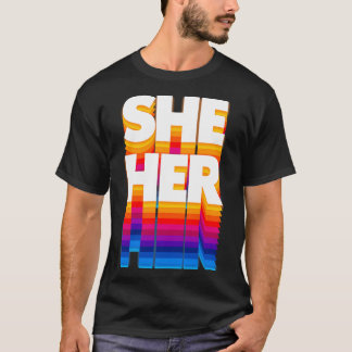 SheHer Pronoun Retro Faded Design T-Shirt