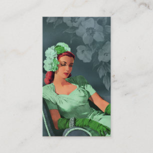 Sheila - 1940s Evening Wear in Green and Teal Business Card