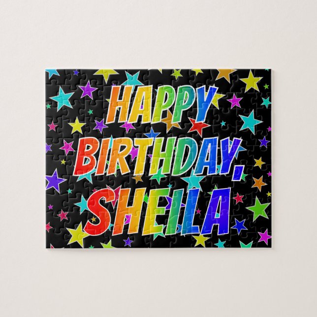 "SHEILA" First Name, Fun "HAPPY BIRTHDAY" Jigsaw Puzzle (Horizontal)