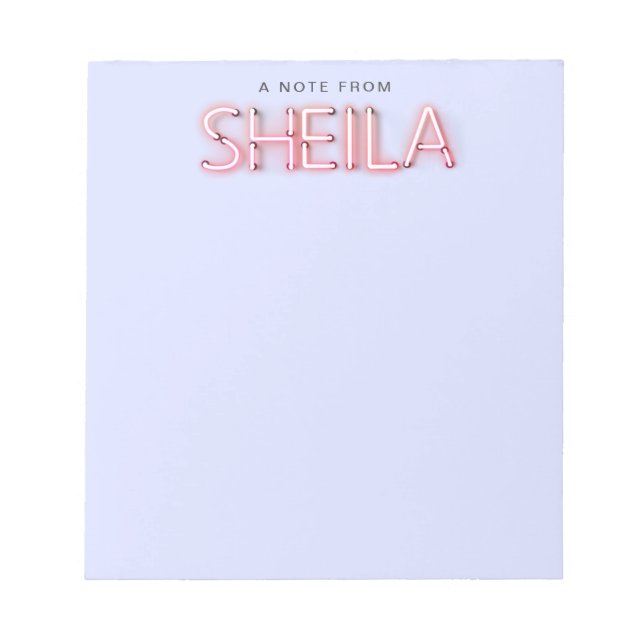 Sheila name in glowing neon lights novelty notepad (Front)