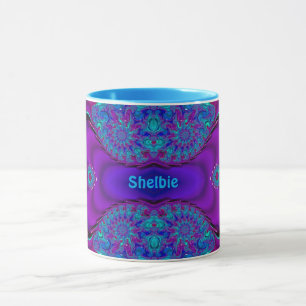 SHELBIE ~ Zany 3D ~ Blue, Green and Purple Mug