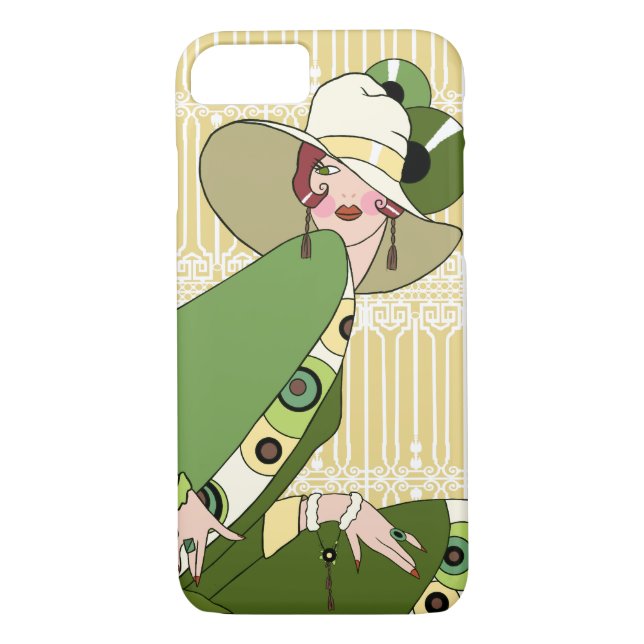 Shelby, 1920s Art Deco Lady in Yellow and Olive Case-Mate iPhone Case (Back)