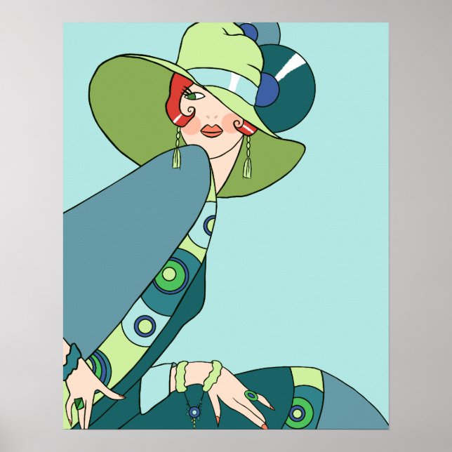 Shelby, 1920s Lady in Aqua and Teal Poster (Front)