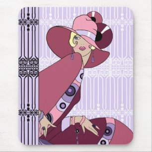 Shelby, 1920s Lady in Lavender and Wine Mouse Pad
