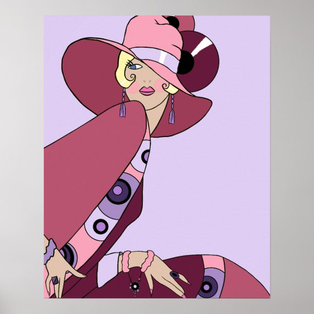 Shelby, 1920s Lady in Lavender and Wine Poster (Front)