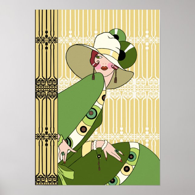Shelby, 1930s Lady in Yellow and Olive Poster (Front)