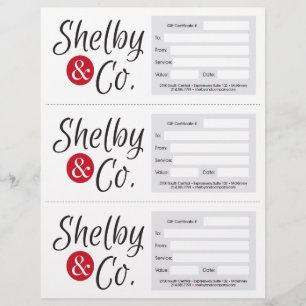 shelby & co. gift certificates