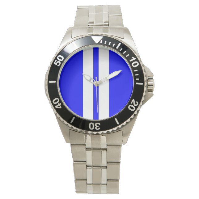 Shelby Cobra Blue White Racing Stripes Watch (Front)