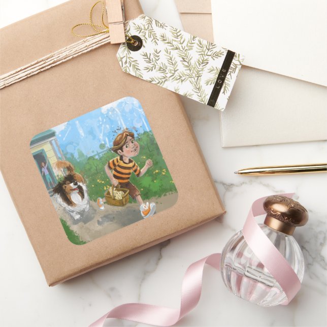 Sheldon and Davie Adventure Square Sticker (Gifting)