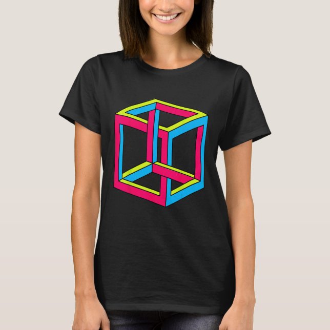 Sheldon Impossible Cube Optical Illusion Art Gift T-Shirt (Front)