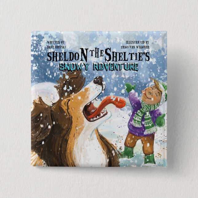 Sheldon the Sheltie 15 Cm Square Badge (Front)