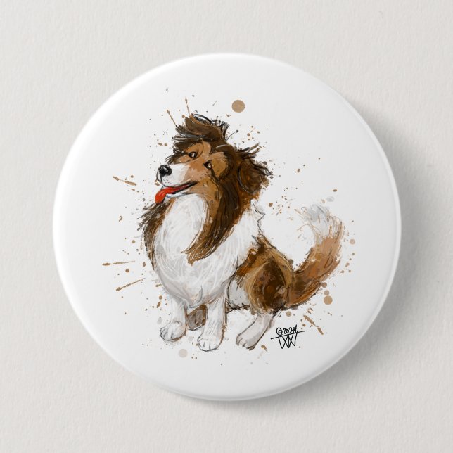 Sheldon the Sheltie 7.5 Cm Round Badge (Front)