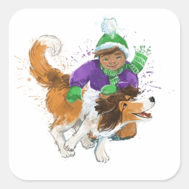 Sheldon the Sheltie and His Boy Square Sticker (Front)