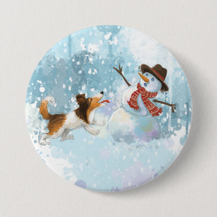 Sheldon the Sheltie and the Snowman 7.5 Cm Round Badge